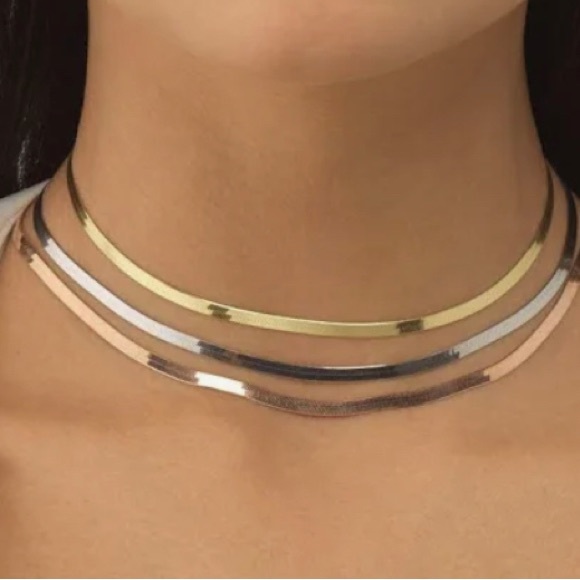 Adina Eden Jewelry Adina Gold Plated Herringbone Choker Necklace 5